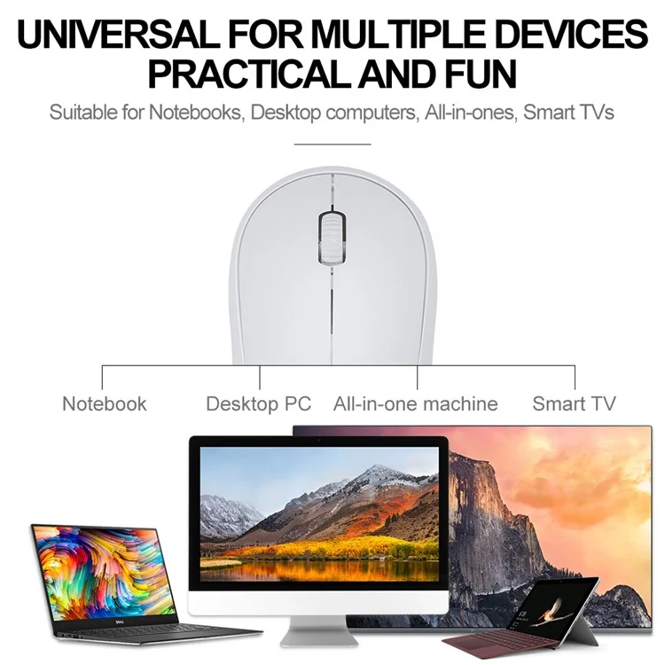 T-WOLF Q18 Wireless Mouse Ergonomic Design 2.4G Connectivity Auto Sleep for Office / Home Use - Pink