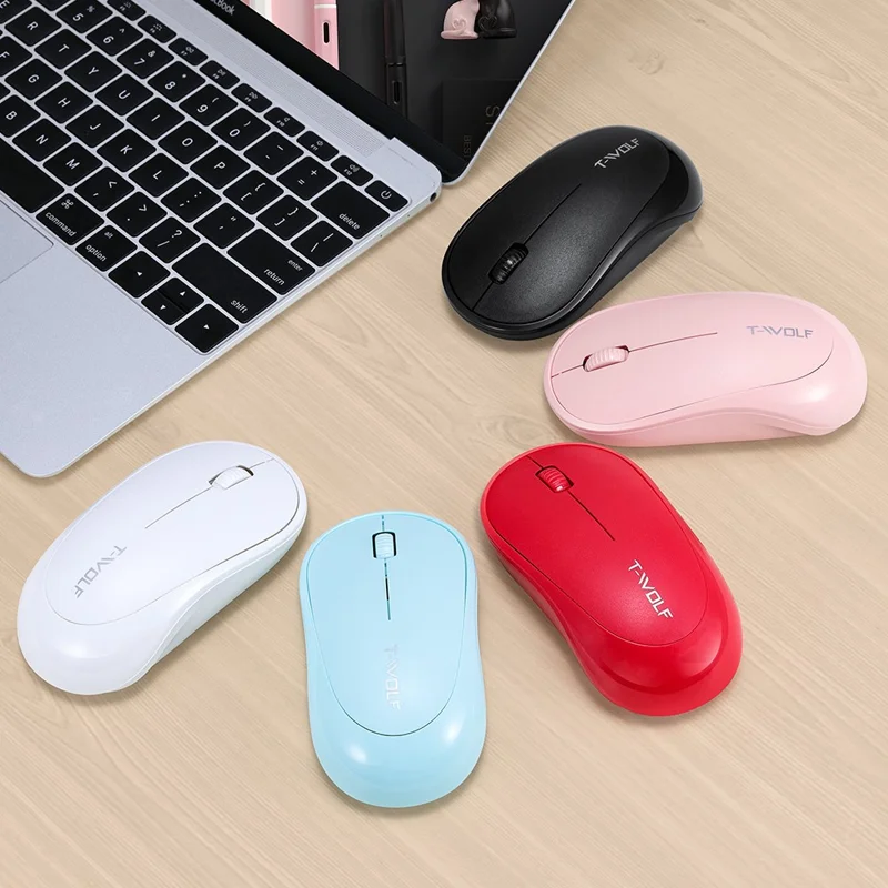 T-WOLF Q18 Wireless Mouse Ergonomic Design 2.4G Connectivity Auto Sleep for Office / Home Use - Blue