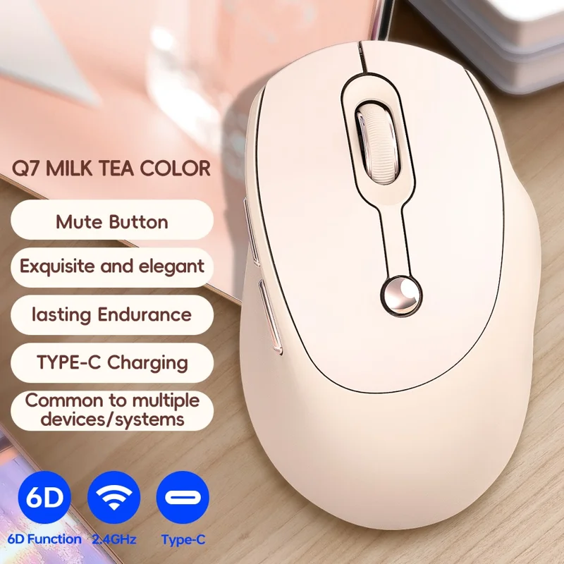 T-WOLF Q7 2.4G Wireless Mouse 3-Level DPI Adjustable Optical Sensor 6 Buttons for Home / Office Use