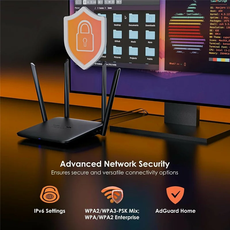 WAVLINK WN530BE1 2.4GHz / 5GHz Dual-Band Gaming Router Gigabit Ports Mesh / AP / Repeater Mode High-Speed WiFi Router - UK Plug