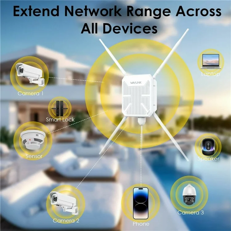 WAVLINK WN588HA2 AC1200 2.4GHz / 5GHz Dual Band WiFi Extender AP / Repeater / Mesh Mode WiFi Signal Booster - UK Plug