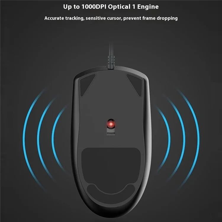 LECOO MS103 USB Wired Mouse for Notebook / Desktop Computer Plug and Play 3 Buttons 1000 DPI Mice