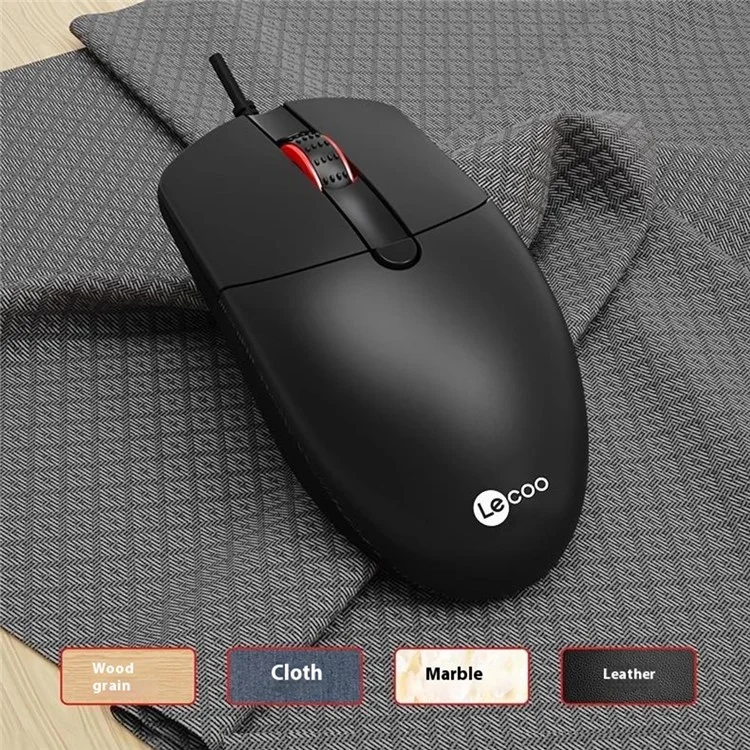 LECOO MS103 USB Wired Mouse for Notebook / Desktop Computer Plug and Play 3 Buttons 1000 DPI Mice