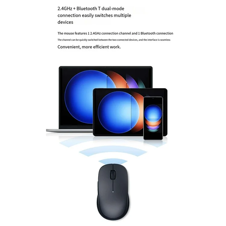 XIAOMI XMSMSB01YM Ergonomic Wireless Bluetooth-Compatible Dual Mode Mouse for Windows / Mac (Chinese Version) - Black