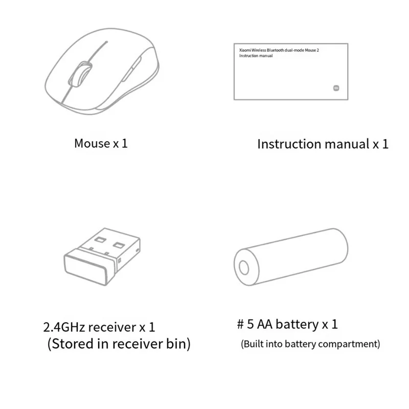 XIAOMI XMSMSB01YM Ergonomic Wireless Bluetooth-compatible Dual Mode Mouse for Windows / Mac (Chinese Version) - White