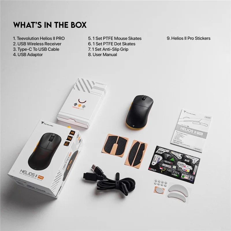 TEEVO Helios II Pro XD3V3 NORDIC-4K Wireless Mouse 26000 DPI 4K Polling Rate Optical Switch Computer Mouse - Black