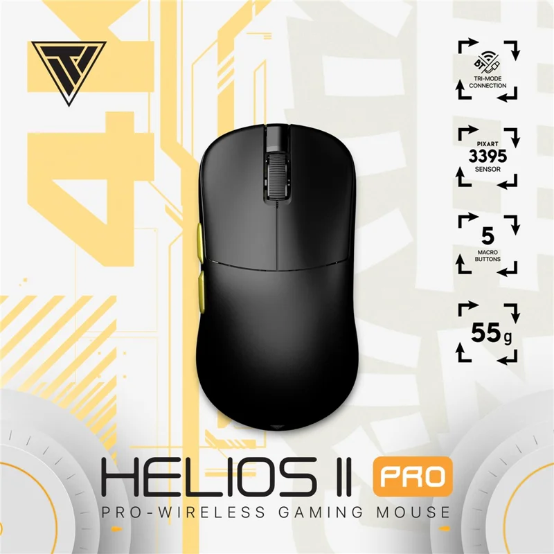 TEEVO Helios II Pro XD3V3 NORDIC-4K Wireless Mouse 26000 DPI 4K Polling Rate Optical Switch Computer Mouse - Black