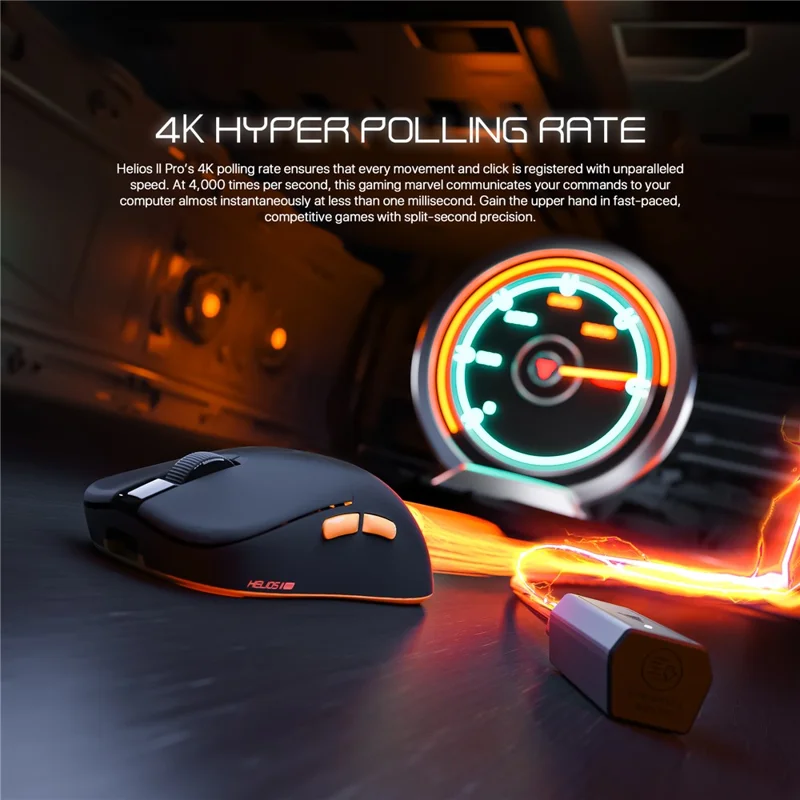 TEEVO Helios II Pro XD3V3 NORDIC-4K Wireless Mouse 26000 DPI 4K Polling Rate Optical Switch Computer Mouse - Black