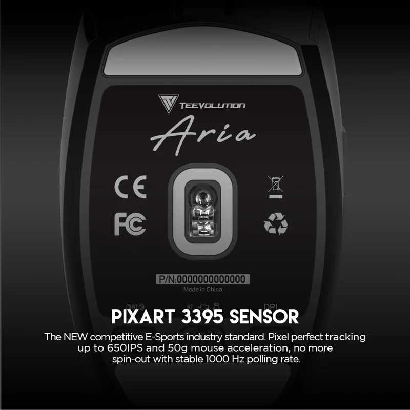 Ratón inalámbrico TEEVO ARIA XD7 portátil para ordenador, 26000 DPI con 6 botones programables - Negro