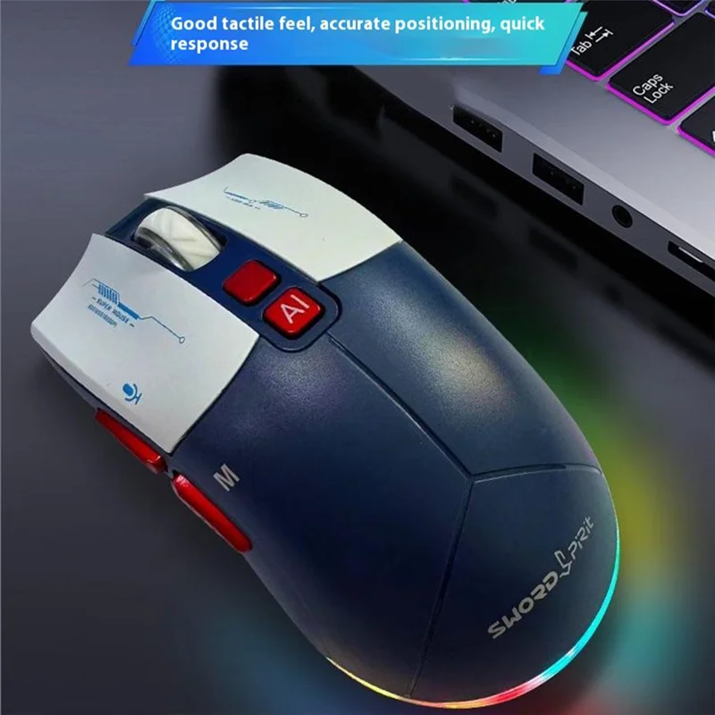 Souris SWORD PIRIT XG705Pro - Traducteur de plus de 100 langues, Contrôle vocal IA, Compatible Bluetooth pour Saisie, Écriture, PPT et Dessin - Blanc+Bleu