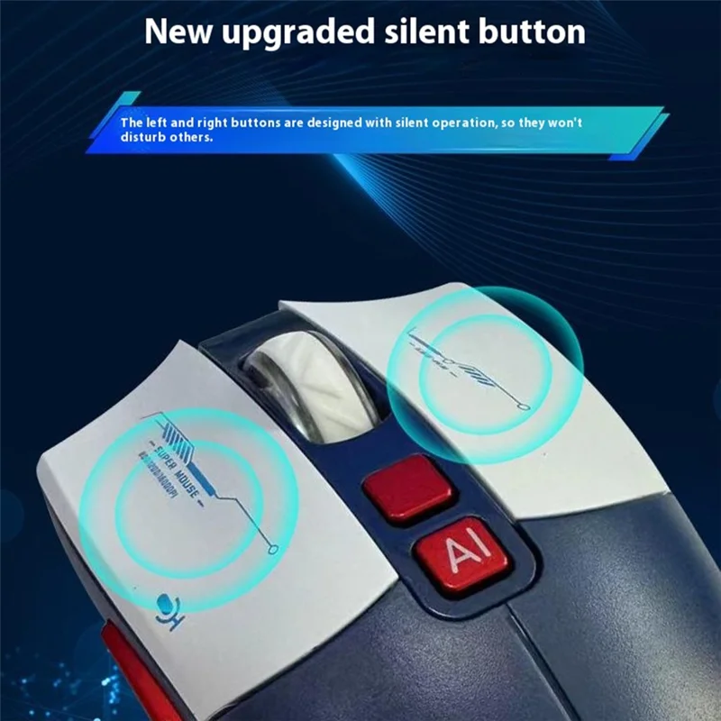 Souris SWORD PIRIT XG705Pro - Traducteur de plus de 100 langues, Contrôle vocal IA, Compatible Bluetooth pour Saisie, Écriture, PPT et Dessin - Blanc+Bleu