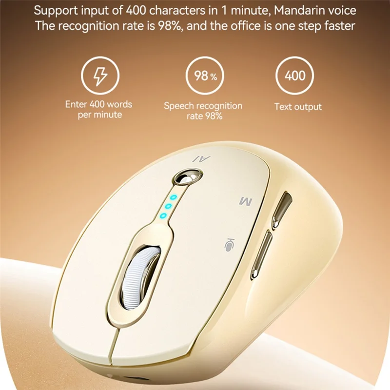T-WOLF M7 KI-Sprach-Maus Intelligente Mehrsprachige Übersetzungs-Maus mit Dual-Modus Bluetooth-Kompatibel Kabellos - Milchtee