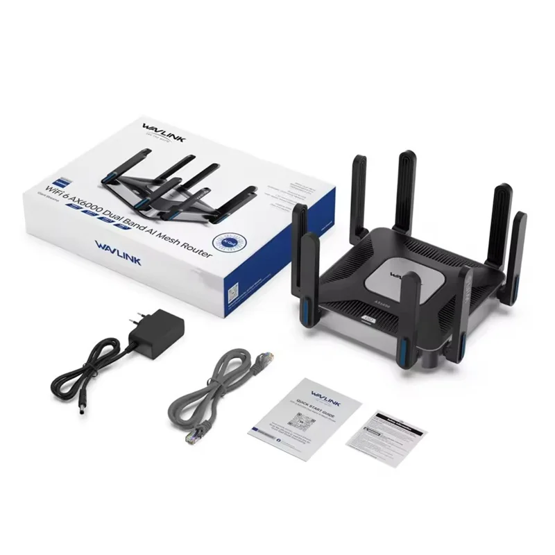 WAVLINK WN592AX6 AX6000 Dual Band WiFi 6 Router 2.5G Multi Gig Port Quad Core CPU for Home / Office - UK Plug