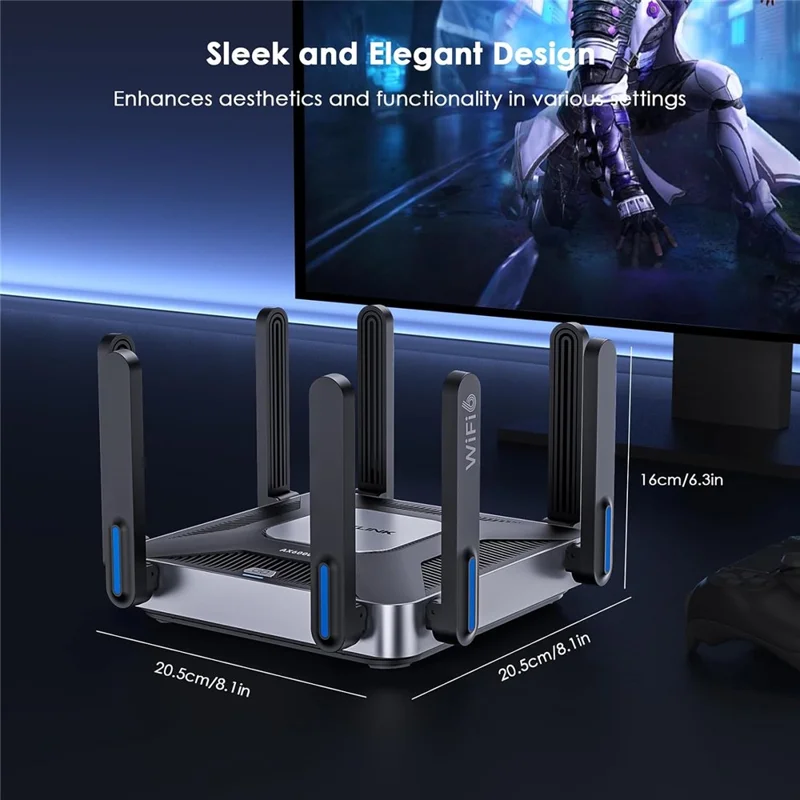 WAVLINK WN592AX6 AX6000 Dual Band WiFi 6 Router 2.5G Multi Gig Port Quad Core CPU for Home / Office - UK Plug