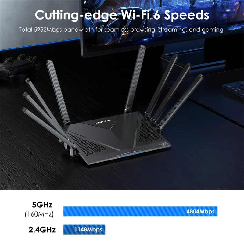 WAVLINK WN536AX6 AX6000 WiFi 6 Router High Speed Dual Band MESH AP Repeater for Gaming - UK Plug