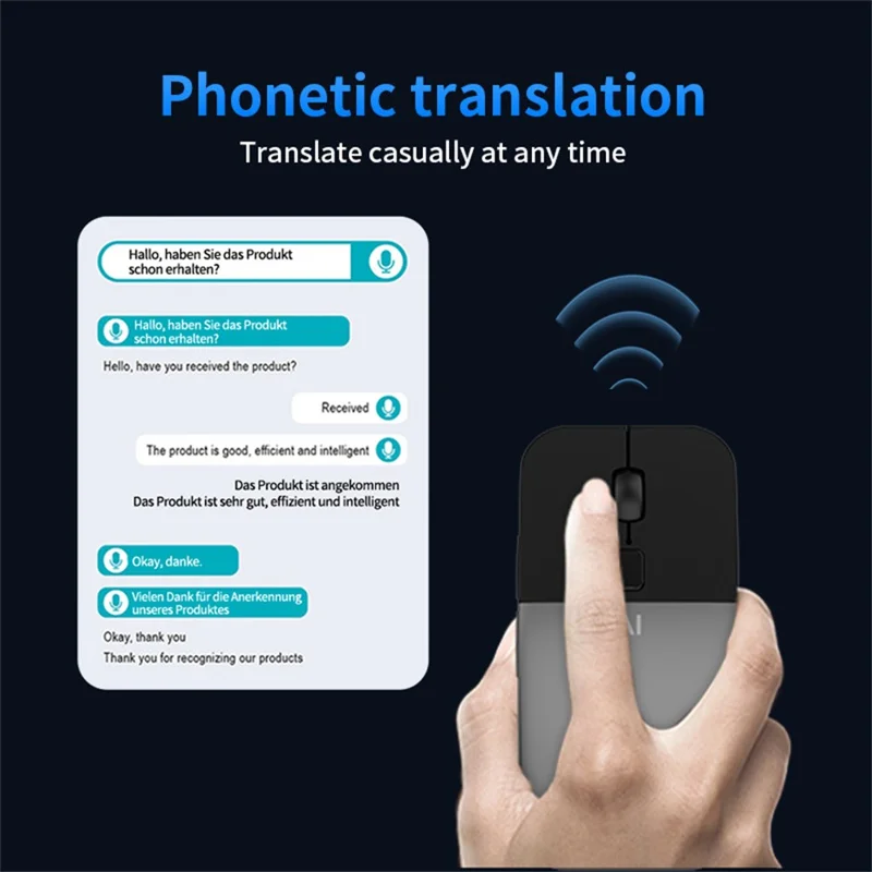 Ratón de Traducción por Voz IA M1 con Texto por Voz y Traducción de Pantalla en Tiempo Real - Negro
