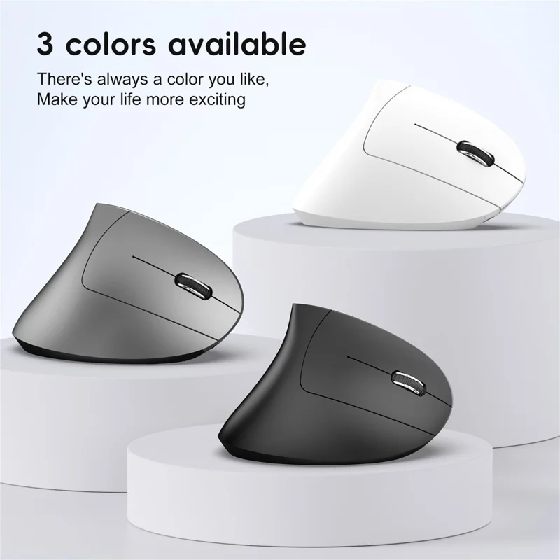 HXSJ Ergonomic Vertical Mouse 2.4G + Bluetooth-Compatible 5.1 Dual Mode 2400DPI Silent Mouse - Grey