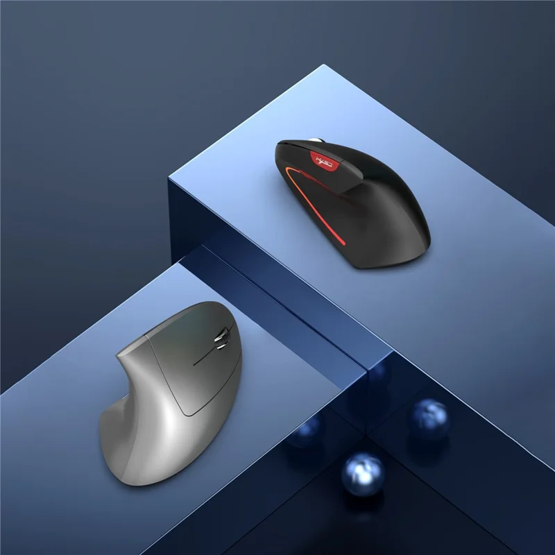 HXSJ Ergonomische Vertikalmaus 2.4G + Bluetooth-kompatibel 5.1 Dualmodus 2400DPI Leise Maus - Schwarz