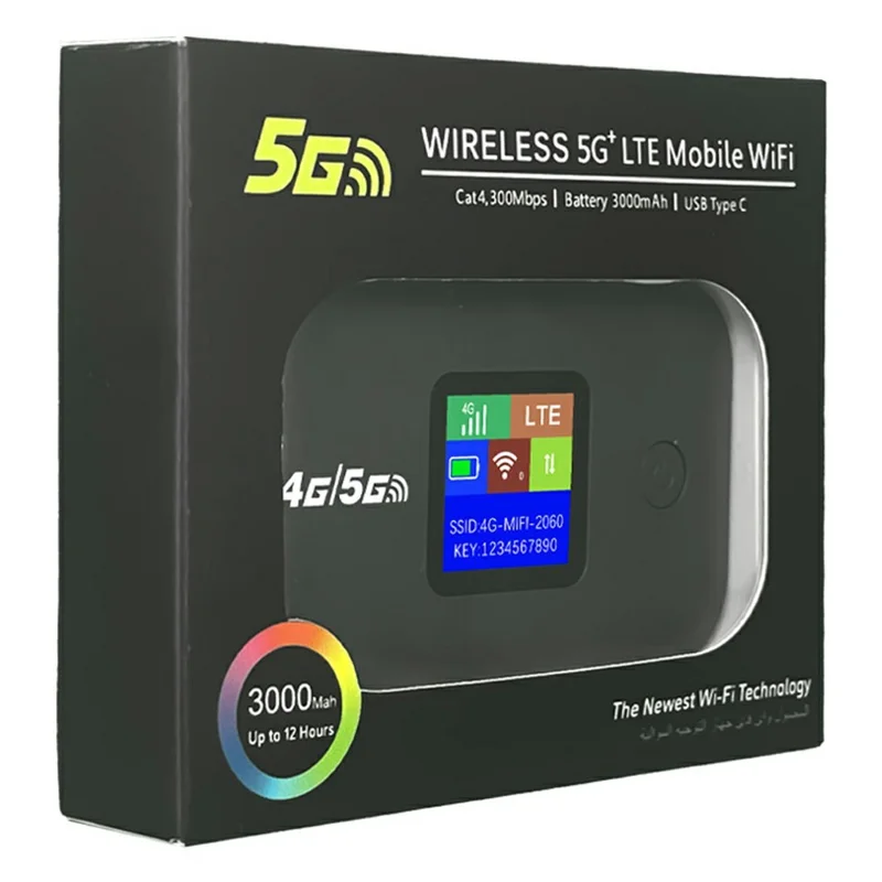 A8-E Eurasian Version Portable 4G LTE Pocket WiFi Router Wireless Network Hotspot Mobile Broadband Device - Black