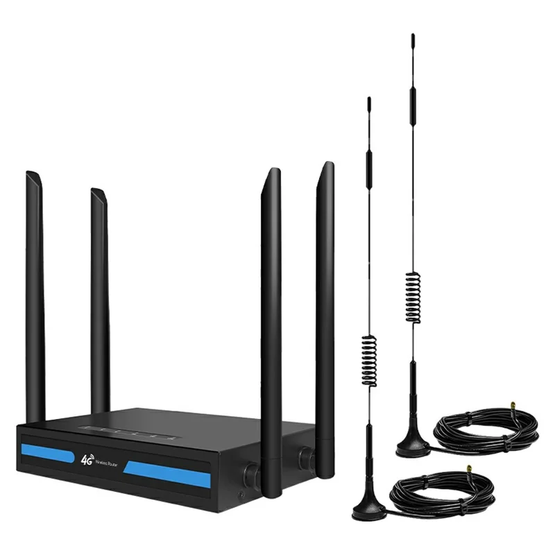 ED126-E 4G LTE Router WiFi CPE 3 Ethernet Ports Wireless Network Router with 2 Outdoor Suction Cup Antennas - US Plug