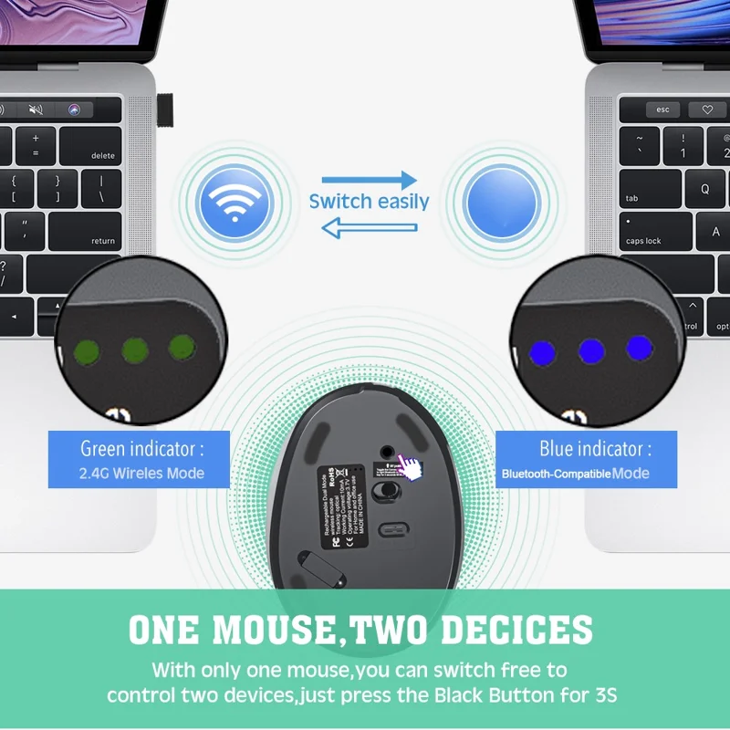 Rechargeable Ergonomic Vertical Mouse 2.4G / Bluetooth-Compatible Silent Wireless Mouse for Right Hand - Purple