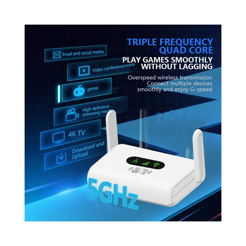 Q30-E 4G LTE Router Foldable Antenna Portable WiFi 6 Hotspot with RJ45 Port and Nano SIM Card Slot, Eurasian Version - US Plug