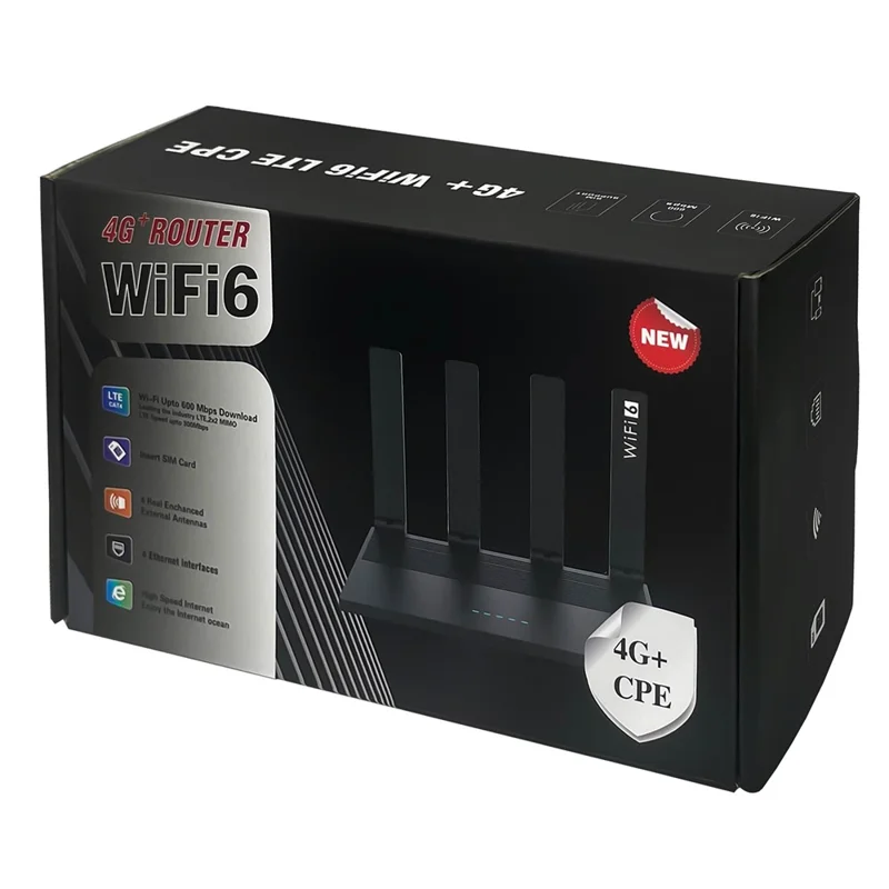 WR800 600Mbps High Speed 4G LTE WiFi Router 4 LAN Ports WiFi 6 Wireless Modem with 5000mAh Battery, Eurasian Version - EU Plug