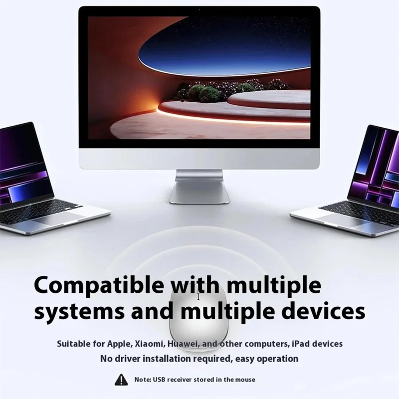 WIWU Magic WM101-C 2.4G + Bluetooth-compatible Dual Mode Wireless Mouse 1000 / 1200 / 1600 DPI Ergonomic Mice - Silver