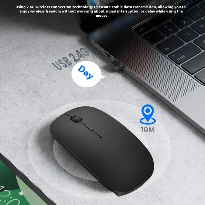 WIWU Magic WM101-C 2.4G + Bluetooth-compatible Dual Mode Wireless Mouse 1000 / 1200 / 1600 DPI Ergonomic Mice - Silver