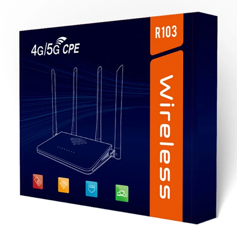 R103-E Eurasian Version Type-C Port LTE WiFi Router Home Office SIM Card Slot 4G Wireless Network Router - US Plug