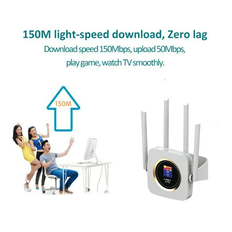 CPF903B Eurasian Version 4G LTE WiFi Router Wireless CPE Single Ethernet Port SIM Card Slot 150Mbps Router - White / US Plug