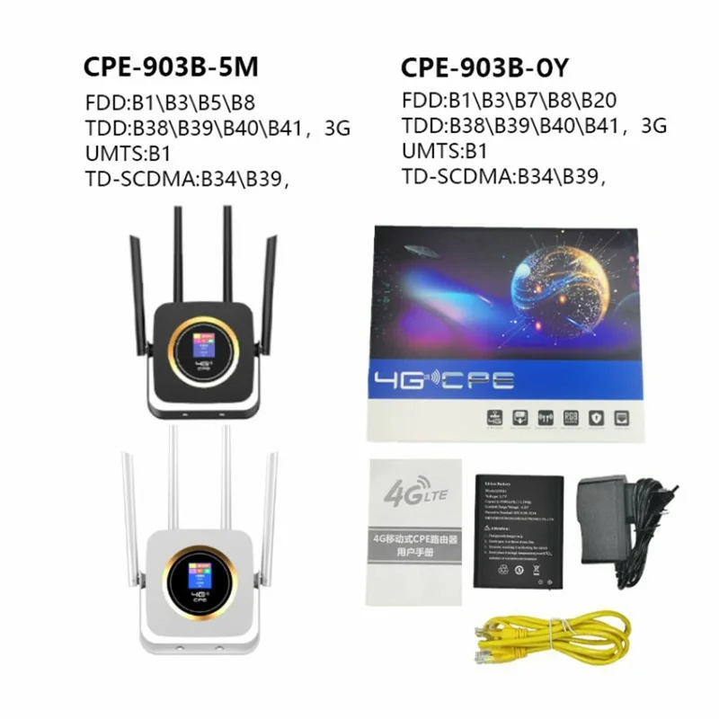 CPF903B Eurasian Version 4G LTE WiFi Router Wireless CPE Single Ethernet Port SIM Card Slot 150Mbps Router - White / US Plug