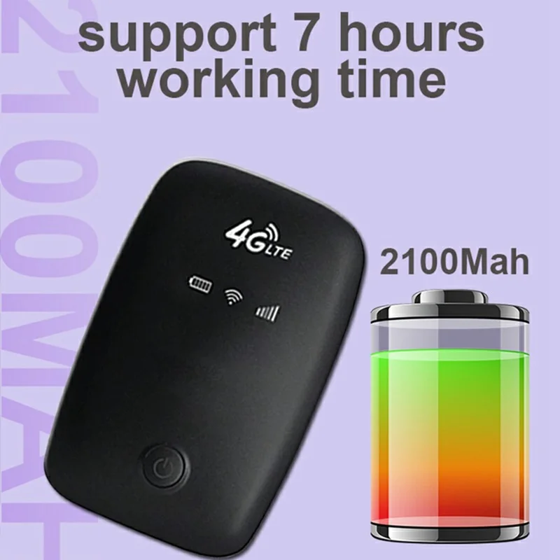 M3-E Eurasian Version Portable SIM Card 4G LTE Wireless Router Car Travel 150Mbps Mobile Hotspot Device - Black
