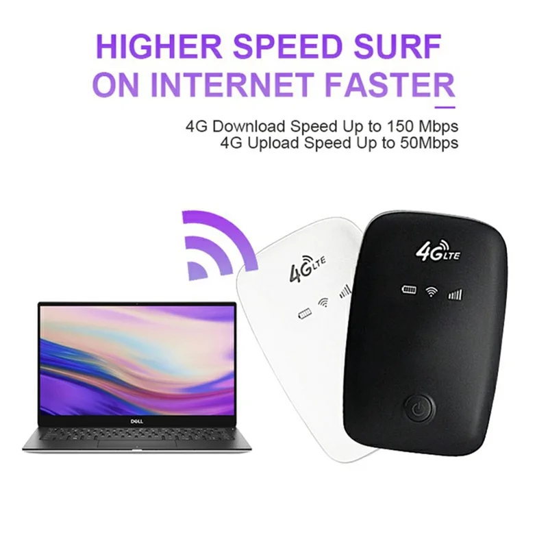 M3-E Eurasian Version Portable SIM Card 4G LTE Wireless Router Car Travel 150Mbps Mobile Hotspot Device - Black