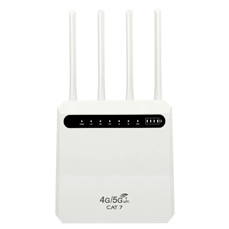 C521-E Cat7 4G Wireless Router 5 LAN Ports WiFi Hotspot with SIM Card Slot, Eurasian Version (with 4000mAh Battery) - US Plug