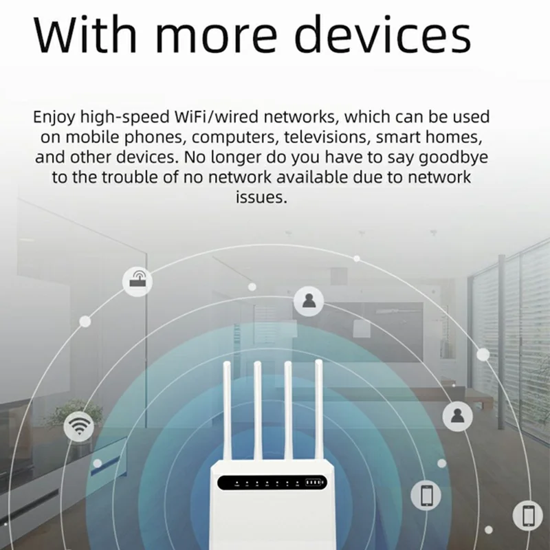 C521-E Cat7 4G Wireless Router 5 LAN Ports WiFi Hotspot with SIM Card Slot, Eurasian Version (with 4000mAh Battery) - US Plug