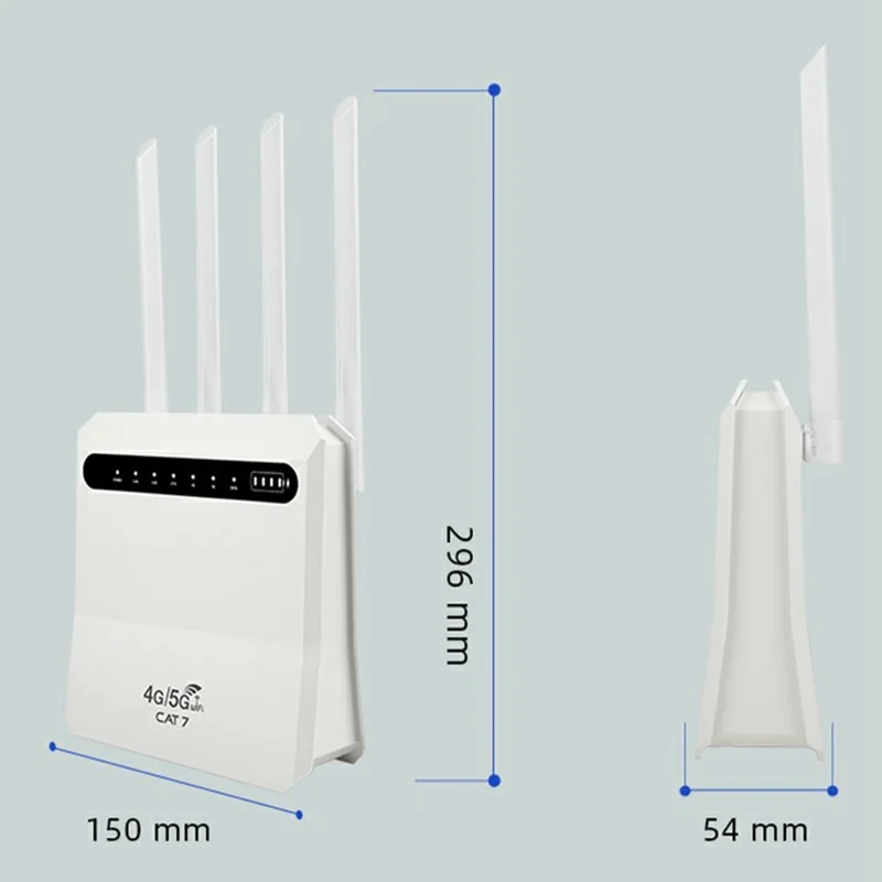C521-E Cat7 4G Wireless Router 5 LAN Ports WiFi Hotspot with SIM Card Slot, Eurasian Version (with 4000mAh Battery) - US Plug