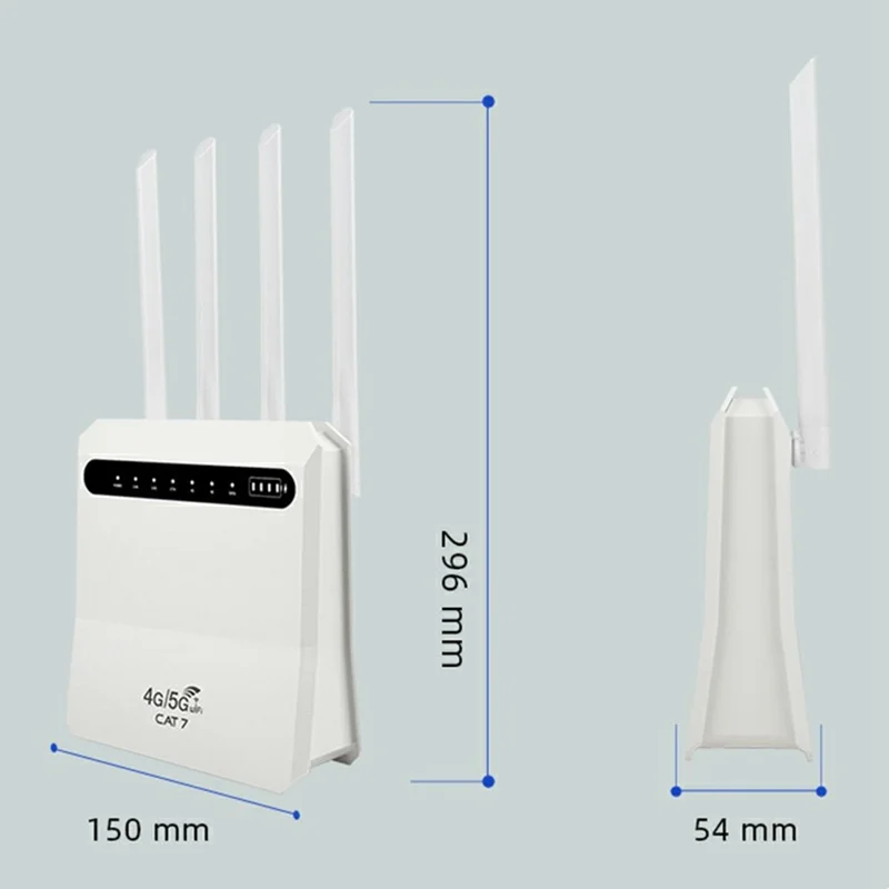 C521-E Cat7 4G Wireless Router 5 LAN Ports WiFi Hotspot with SIM Card Slot, Eurasian Version (without Battery) - US Plug