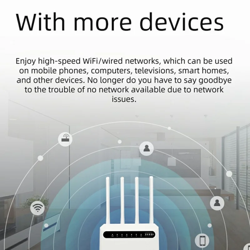 C521-E Cat7 4G Wireless Router 5 LAN Ports WiFi Hotspot with SIM Card Slot, Eurasian Version (without Battery) - US Plug