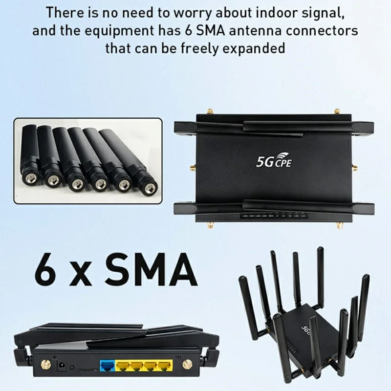 NR180 Eurasian Version Gigabit WiFi 6 Dual Band 2.4G+5.8G Router Dual SIM CPE 10 Antenna 5G Router - US Plug