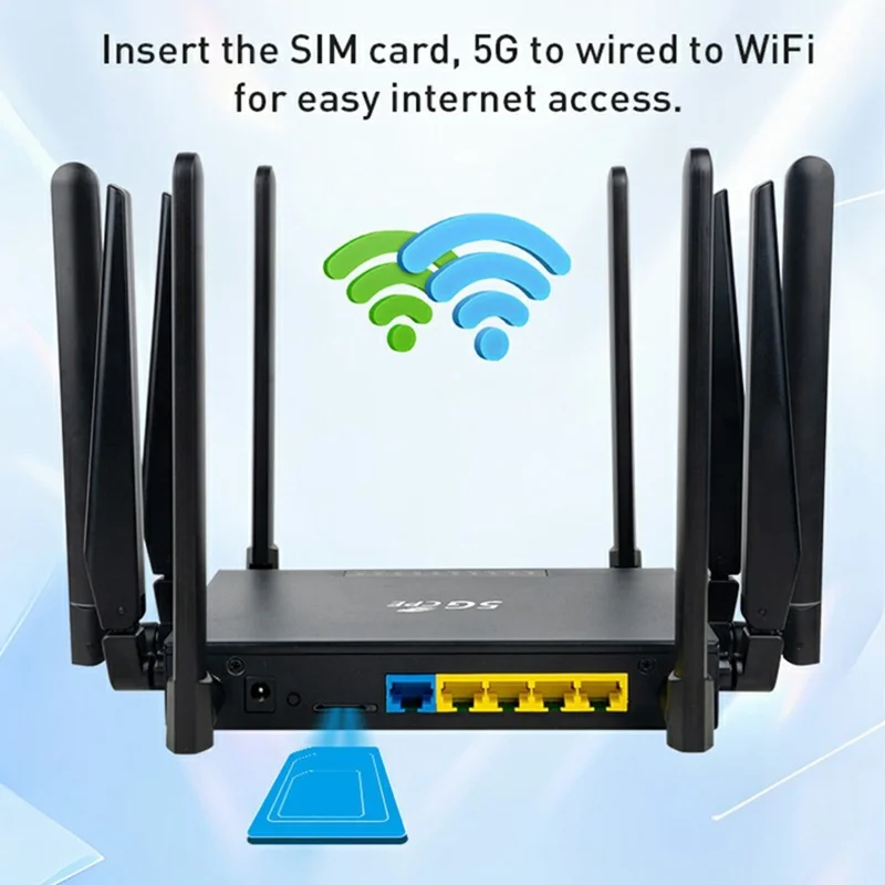 NR180 Eurasian Version Gigabit WiFi 6 Dual Band 2.4G+5.8G Router Dual SIM CPE 10 Antenna 5G Router - US Plug