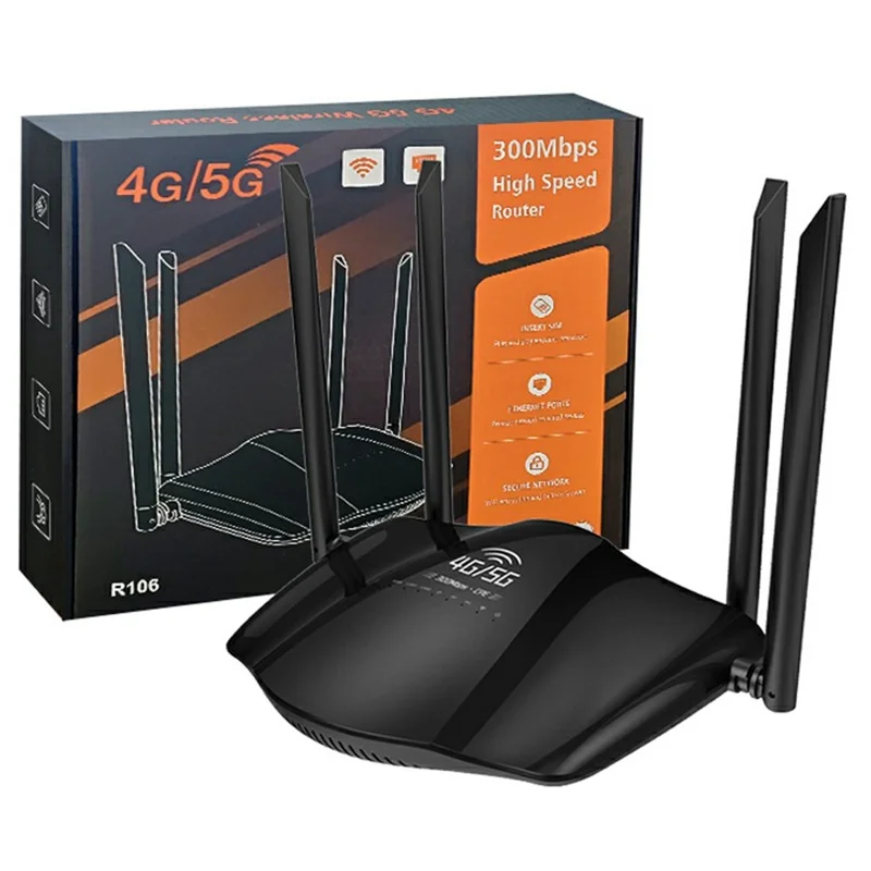 R106-E Eurasian Version Home Office CPE Sharing 3 Network Ports Router SIM Card 4G LTE WIFI Router - EU Plug