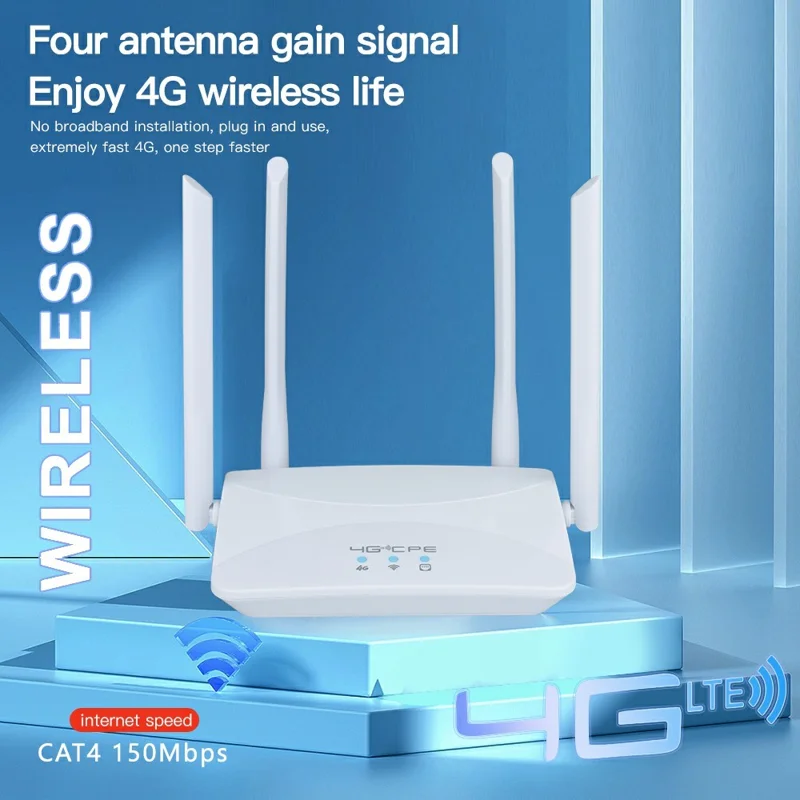 CPF912 Eurasian Version Wireless Router 4G LTE Home Office SIM Card WiFi Router with 4 Antennas - EU Plug