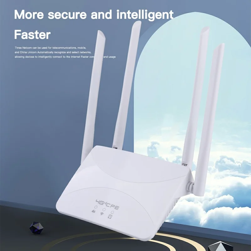 CPF912 Eurasian Version Wireless Router 4G LTE Home Office SIM Card WiFi Router with 4 Antennas - EU Plug