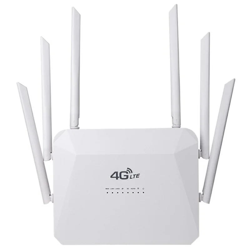210M-E Eurasian Version SIM Card 4G LTE Router Home Office 3 Ethernet Ports 6 Antennas WiFi CPE Router - US Plug