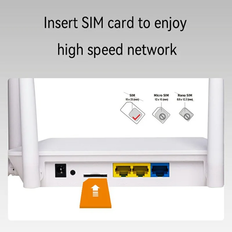 210M-E Eurasian Version SIM Card 4G LTE Router Home Office 3 Ethernet Ports 6 Antennas WiFi CPE Router - US Plug
