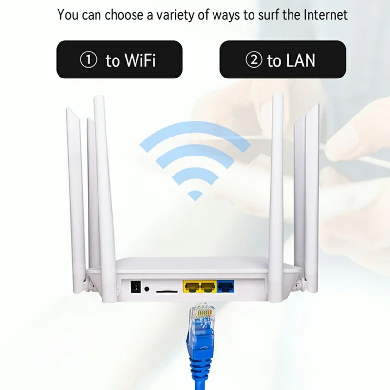 210M-E Eurasian Version SIM Card 4G LTE Router Home Office 3 Ethernet Ports 6 Antennas WiFi CPE Router - US Plug