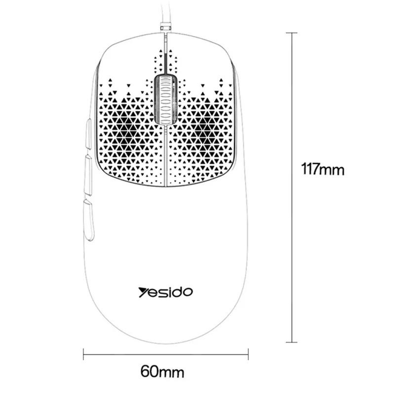 YESIDO KB32 Wired Lightweight RGB Gaming Mouse 7200 DPI 7 Buttons Computer Gamer Mouse