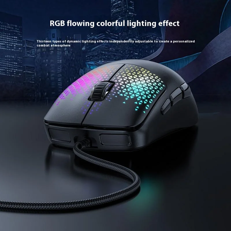 YESIDO KB32 Wired Lightweight RGB Gaming Mouse 7200 DPI 7 Buttons Computer Gamer Mouse