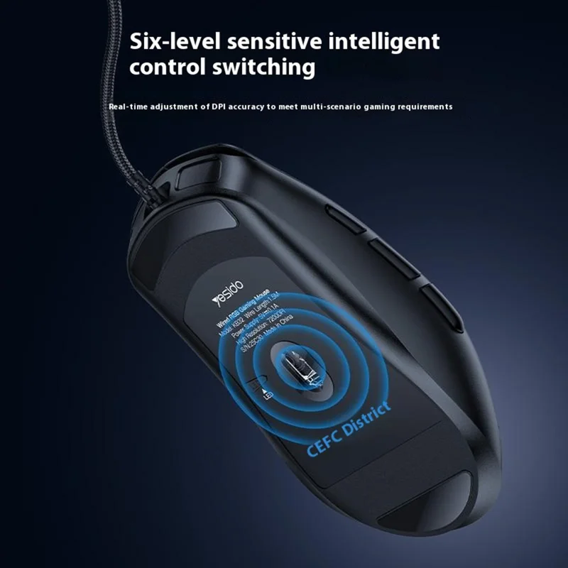 YESIDO KB32 Wired Lightweight RGB Gaming Mouse 7200 DPI 7 Buttons Computer Gamer Mouse